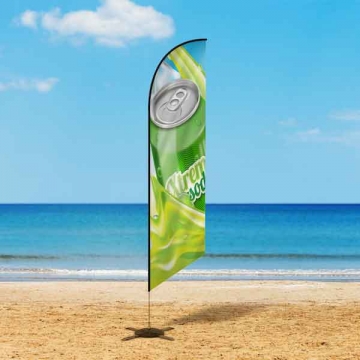 Windless feather flag, single sided, Angled cut